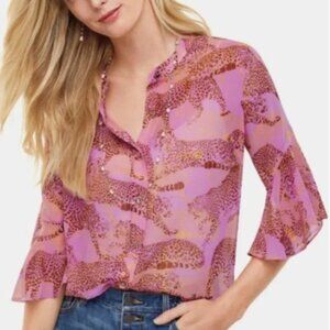 CAbi 5711 Minx Sheer Leopard Blouse Size: Large